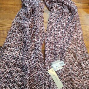 Monoprix Femme Scarf Shawl Wrap Maroon Bourgogne 100% Silk 68”x20” New with Tags